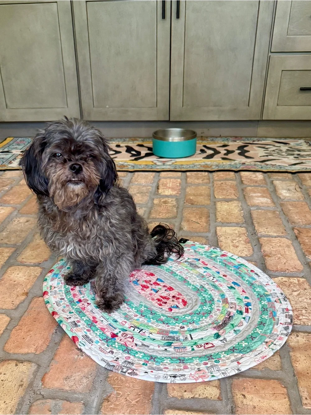 Service Dog Settle Mat Jelly Roll Rug Handmade Pet Cat Mat 18 in round